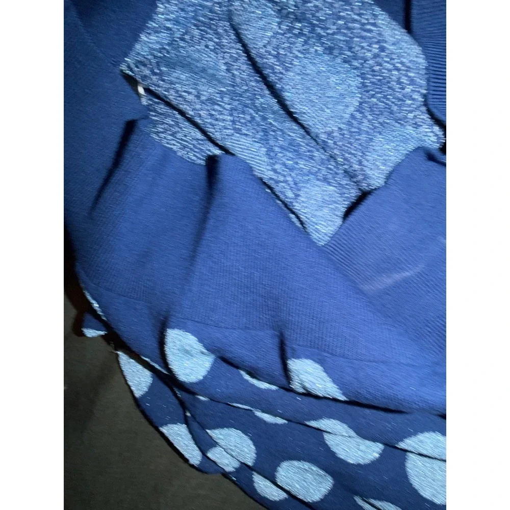 Kate Spade New York Womens XL Blue Metallic Polka Dot Short Sleeve Sweater Top